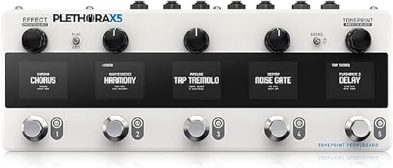 TC Electronic PLETHORA X5 TonePrint Pedal Board Loaded with all Your Favorite FX and 5 MASH Footswitches, White