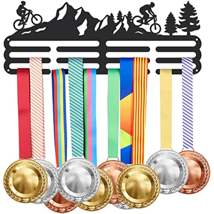 SUPERDANT Mountain Biking Medal Hanger Display Medal Hooks for Wall Medals Display Frame Award Rack for Medals Exercise Medal Hanger Display Hanging Over 60 Medals A Gift for The Athletes