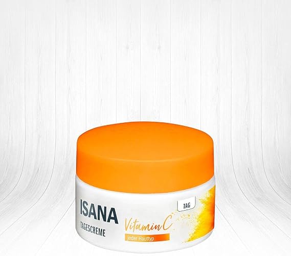 IISANA Vitamin C Day Cream 50 ml for All Skin Types, with Hyaluronic and Grapefruit Extract, SPF 15