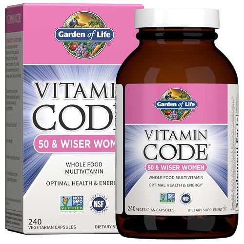 Garden of Life Vitamin Code Multivitamin for Women 50 & Over, 240 Capsules, for Women 50 Plus with B Vitamins, Vitamins A, C, D3, E & K, CoQ10, Probiotics & Enzymes