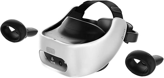 HTC Vive Pro Focus Plus 6DOF VR Headset Almond White Bundle Includes VR Headset, Controller, Face Cushion, QC 3.0 Charger, USB Type-C Cable