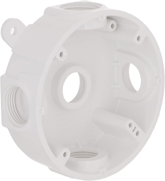 BELL PRB57550WH Round Weatherproof Box, Five 1/2 or 3/4 in. Threaded Outlets, White