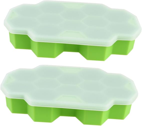 12 Grids Honeycomb Shape Silicone Ice Mold with Lid 2pcs