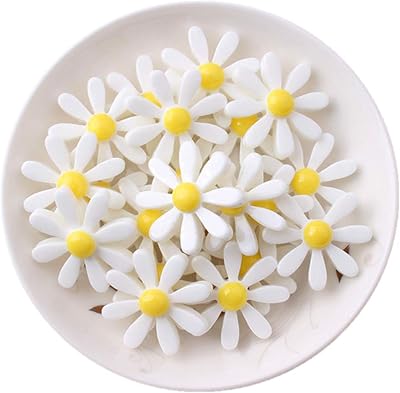72pcs Assorted 3 Sizes Daisy Charms Sunflower Resin Flatback Cabochons Beads for Scrapbook DIY Embellishments Headwear Accessories Jewelry Making Supplies White