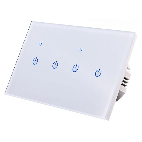 Smart-Wall Touch Light Switch With Tempered Glass Panel, WiFi Remote And Voice Control For Alexa And Google Home, For Tuya And Smart-Life App Compatible, Neutral(4 Gang-White)