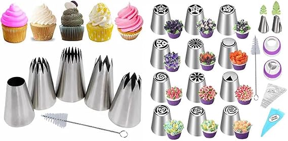 6+28 Extra Large Piping Tips & Russian Piping Tips Set