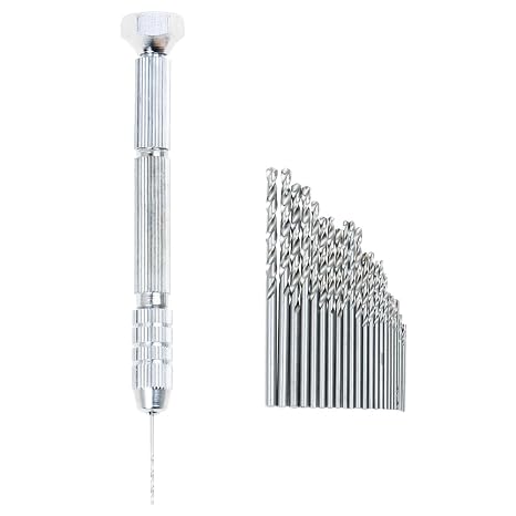 Manual Pin Vise Hand Drill with 25pcs Micro Twist Drill Bits Set 0.5-3.0mm | Copper Precision Hobby Drill for Jewelry Making PCB Plastic Wood Resin models and DIY Crafts Drilling Rotary Tool Mini Drills