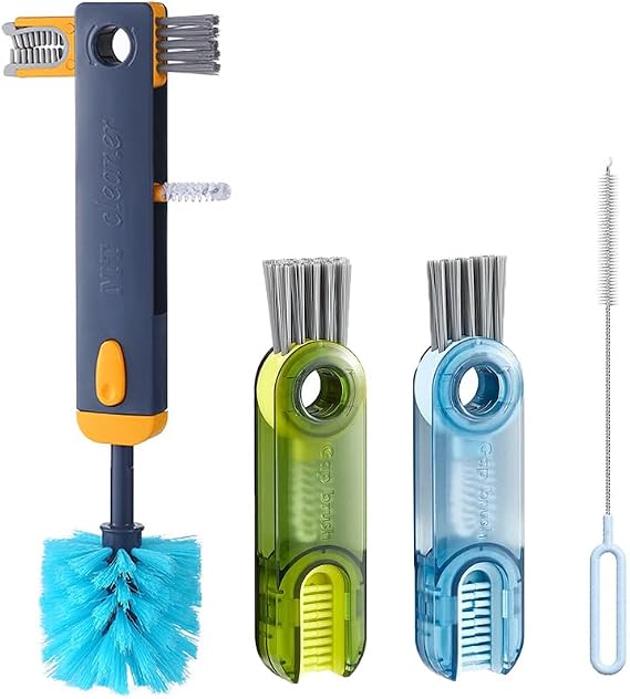 4in1 Water Bottle Cleaner Brush,Cup Lid Gap Cleaning Brush Set with Straw Cleaner Brush,Kitchen Bottle Brushes for Cleaning Tumbler Kitchen Dish Brush