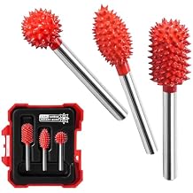 EZARC Tungsten Carbide Rotary Burr Kit, 1/8 Shaft Wood Carving Bits, Very Coarse Engraving & Material Removal Tool with Storage Case, 3-Piece