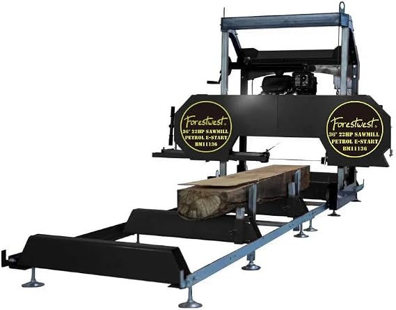 FORESTWEST 11136, 36-Inch Wood Sawmill, 22HP Petrol Engine with E-start
