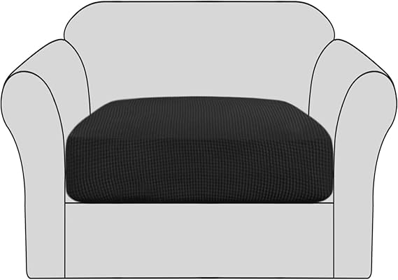 BellaHills Stretch Sofa Seat Cushion Cover Sofa Couch Cushion Furniture Protector Sofa Slipcover with Elastic Bottom Spandex Jacquard Fabric Small Checks(1 Piece, Black)