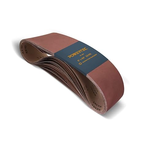 POWERTEC 6 x 48 Inch Sanding Belts, 10PK, 60 Grit Aluminum Oxide Belt Sander Sanding Belt for Bench Belt Sander, Wood & Paint Sanding, Metal Polishing (110170)