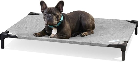 Coolaroo Pro Elevated Dog Bed - Low-Profile Access, Moisture-Resistant Cover, Breathable Fabric & Tool-Free Setup, Steel Gray, Medium