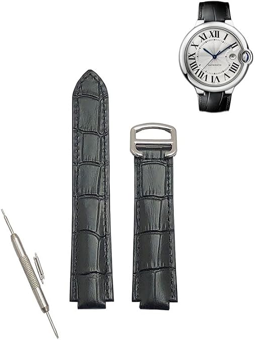 Replacement 16MM New Genuine Leather Watch Band Strap For CARTIER Ballon Bleu Black...