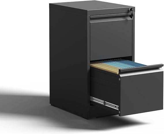 Metal Filing Cabinets,Vertical File Cabinets 2 Drawer,Metal Office Storage Filing Cabinet with Lock for Home Office,Horizontal File Cabinet for LegalLetterA4 Black-2 Drawers-H28.78in