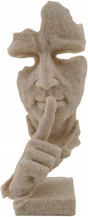 SMRTHMRT Creative and Abstract Face Statues & Hand Sculptures for Home Decor,Silent Man Figurine (Sandstone-Small)