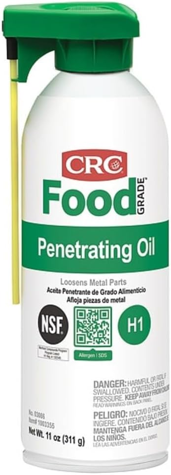 CRC Food Grade Penetrating Oil 03086 11 Wt. Oz., General Purpose Lubricant for Food Processing Equipment