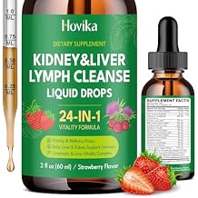 24-in-1 Kidney & Liver, Lymph Cleanse Detox & Repair Drops, Three Immune Formula with Cranberry, Milk Thistle, Vegan Urinary Tract & Lymphatic Drainage & Liver Repair | Strawberry Flavor, 2 FL Oz