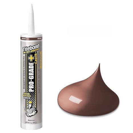 Titebond Pro-Grade Plus Siliconized Acrylic Caulk, Brown Multi-Purpose Interior/Exterior Sealant for Wood, Metal, Glass, Tile, Fast-Drying 8421, 10.1 Oz. Cartridge