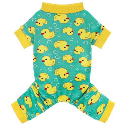 Paiaite Dog Pajamas Onesie: Comfortable Four-Legged Apparel for Small, Medium, Large Dogs, Polyester Material for Comfort, Wrinkle Resistance, Moisture Wicking, and Stretchiness Yellow Duck XS