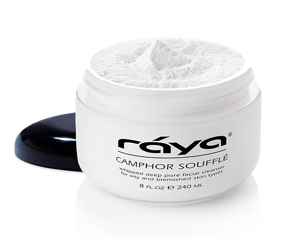 Raya Camphor Souffle Facial Cleanser 8 oz (101) | pH Balanced Face Wash for Oily, Blemished, and Break-Out Skin | Helps Reduce White-Heads and Black-Heads and Clear Clogged Pores