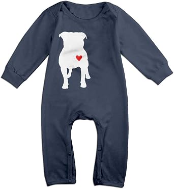 Pitbull Heart Long Sleeve Infant Baby Unisex Baby Romper Jumpsuit Onsies for 0-24 Months Bodysuit Black