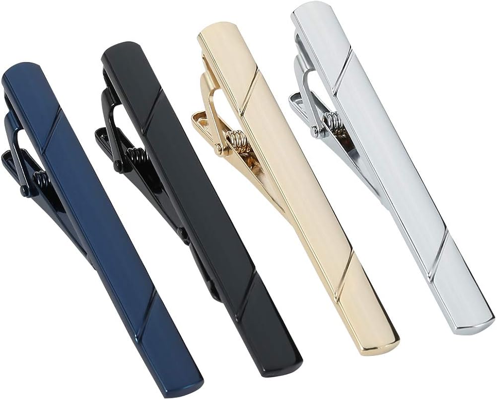 FANCYLEO EU 4 Color Tie Clips Men's Tie Accessories Mens Tie Clip Classic Gift Set Necktie Ties Bar Pinch Clips Business Tie for Men