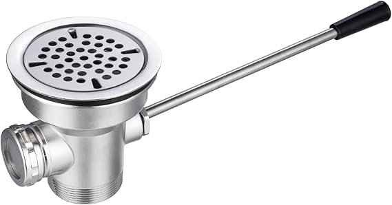 3-1/2" Commercial Sink Drain with Overflow, Lever Handle Waste Drain Valve