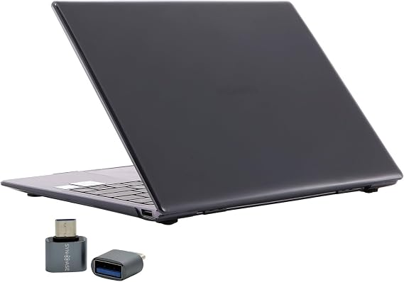Huawei MateBook D14 2019-2022 Kılıf Uyumlu Kristal Parlak Şeffaf Sert Hard Case İnce Hafif Çizilme Koruma 14 inç Siyah