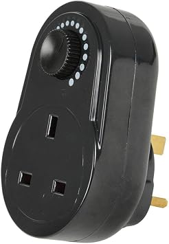 Netagon 13A Plug in Dimmer Adjustable Light Control Switch Black