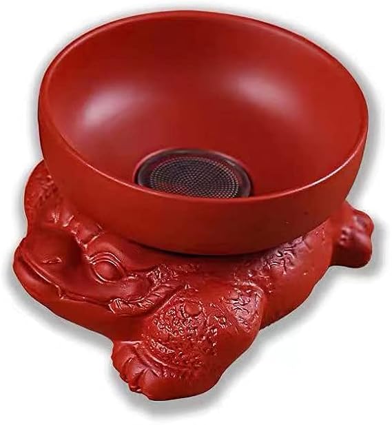 Purple Chinese Toad Tea Maker, Zisha Kung Fu Tea Pet Ceramic Purple Tea Strainer, Tea Set Accessories (Red)
