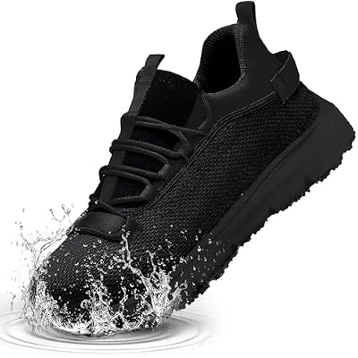 Waterproof Steel Toe Shoes for Men Women Work Shoe Lightweight Safety Sneakers Comfortable Puncture Proof Shoe Zapatos Punta de Acero para Hombres Black