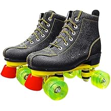 Quad Roller Skate Women's Classic Roller Skates PU Leather Children and Adult Safety Comfortable Outdoor Sports Shoes (black 3)