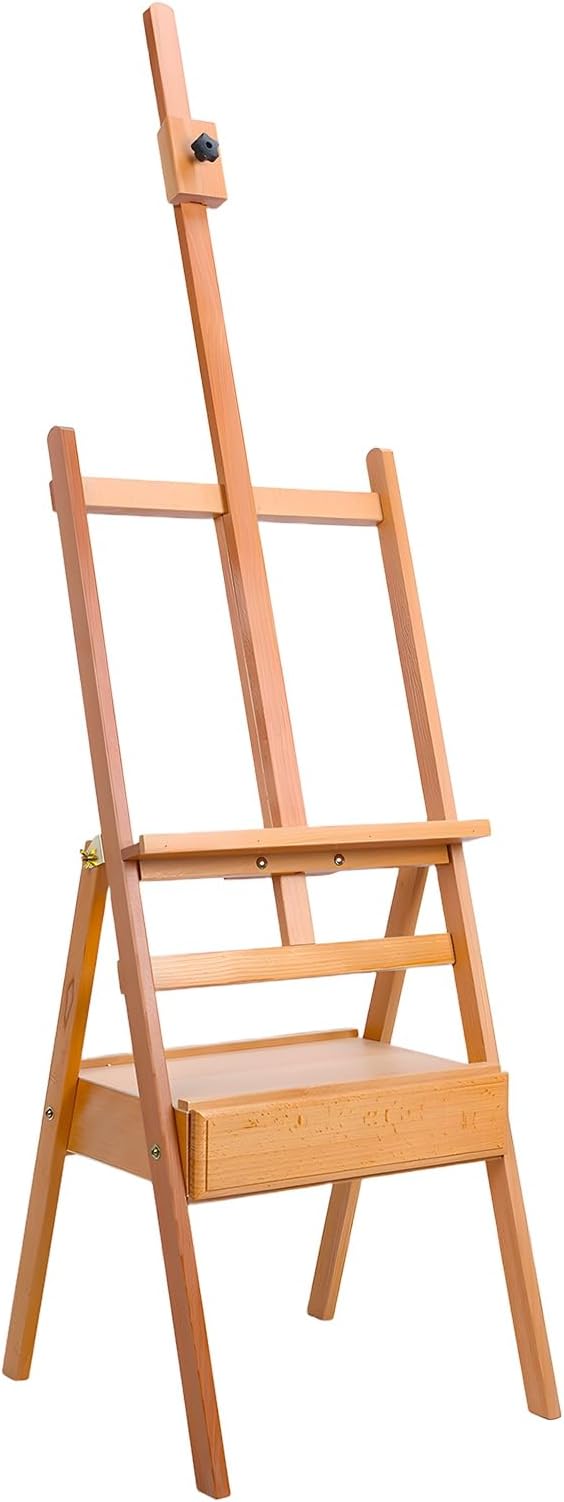 Multi-Function Studio H Frame Easel - Solid Beech Wood Painting Easel with Adjustable Height (60"-75") & Tilting Canvas Holder Stand for Artists, Students & Professionals Wooden Co