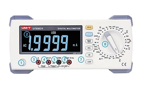 UNI-T UT8802E Digits Benchtop Digital Multimeter 19999 Display Counts, AC/DC Voltage Current, Resistance, Frequency, Capacitance, Transistor, HFE, Desktop Digital multimeter, Shipping from US