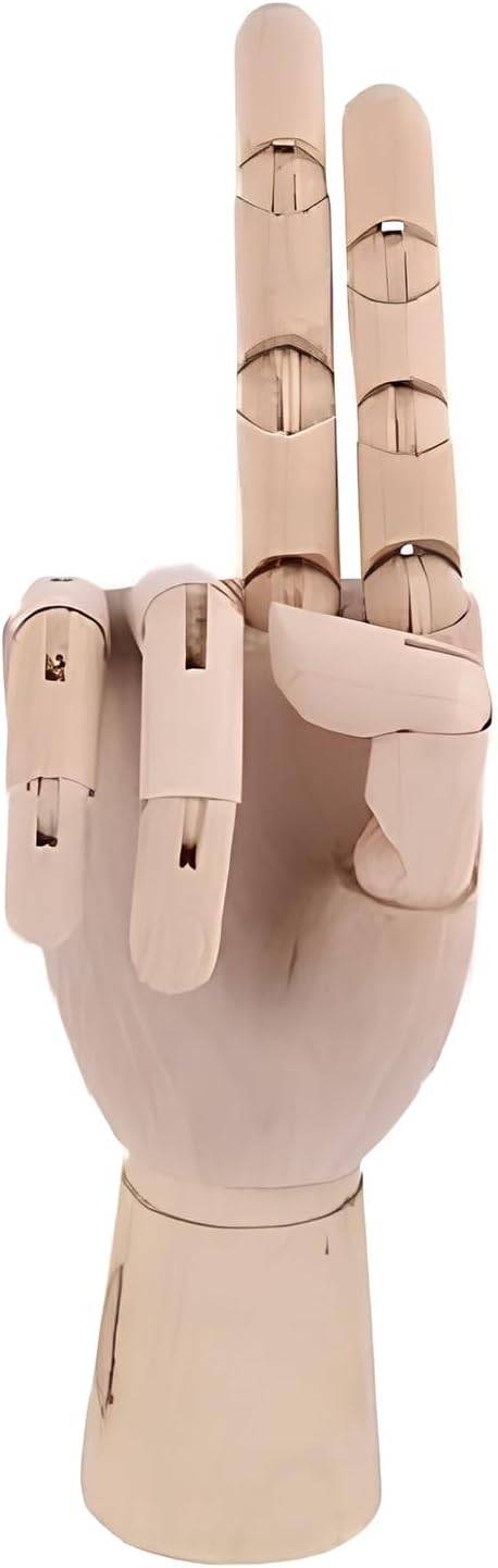 Dtacke Wooden Mannequin Hand Model, Articulated Fake Hand Figure for Drawing and Sketching, Flexible Wood Hand Mannequin for Jewelry Display and Home Decoration
