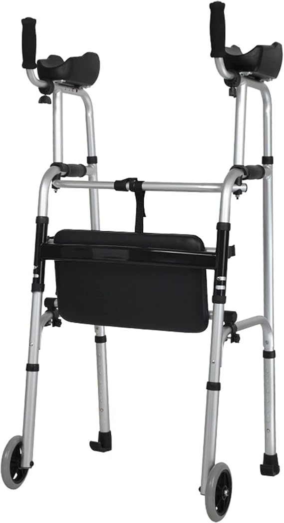 Rollator Walker with Seat Foldable Lightweight, Upright Walker with Arm Rest Pad, Portable Rolling Walkers for Elderly/Disabled, Aluminum Walking Aid needed