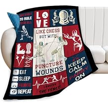 Fencing Blanket, Sports Throw Blanket, Sports Gifts, Athletics Blankets, Fencing Stuff Fleece Flannel Plush for Women Men Boys Girls Lovers Adults Soft Bedding for Sofa Bed Office Home Decor 40"X50"