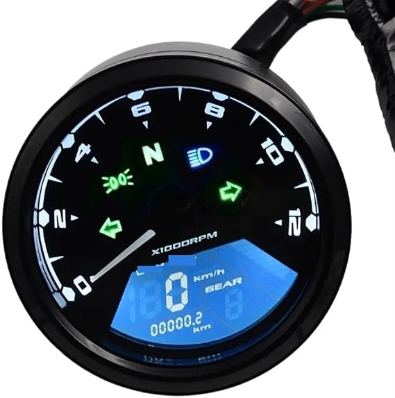Digital Odometer Motorcycle Panel Tachometer Multi-Function Digital Indicator Tachometer Fuel Meter Night for Vision Dial Odometer