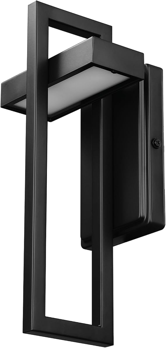 GLOBE Electric 60000024 12W LED Integrated Outdoor Wall Sconce, Matte Black, 400 Lumens, 3000 Kelvin, 80 CRI, Weather Resistant Exterior Lighting for House, Patio Lights, Porch Decor