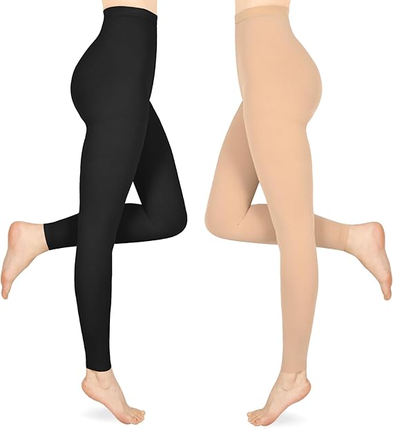 15-20mmHg Compression Pantyhose Stockings for Women & Men, 2 Pairs