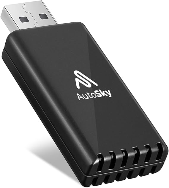 Wireless CarPlay Adapter - Fastest 5Ghz - AutoSky - Plug and Play - USB-C and USB-A Cables - Wired CarPlay Required