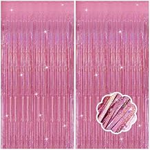 2 Pack Pink Streamers Birthday Decorations Glitter Tinsel Curtains Backdrop Pink Fringe Door Streamers Valentines Bachelorette Holiday Celebrations Happy Birthday Party Decorations