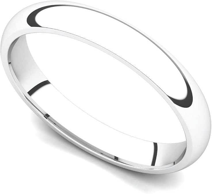 Juno Jewelry 18k White Gold 3mm Classic Plain Comfort Fit Wedding Band Ring