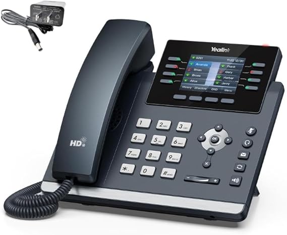 Yealink SIP-T44W-PSU 1301213 - WI-Fi IP Phone - Power Adapter Included -12 VoIP Accounts. 2.8-Inch Color Display. Dual-Port Gigabit Ethernet, PoE