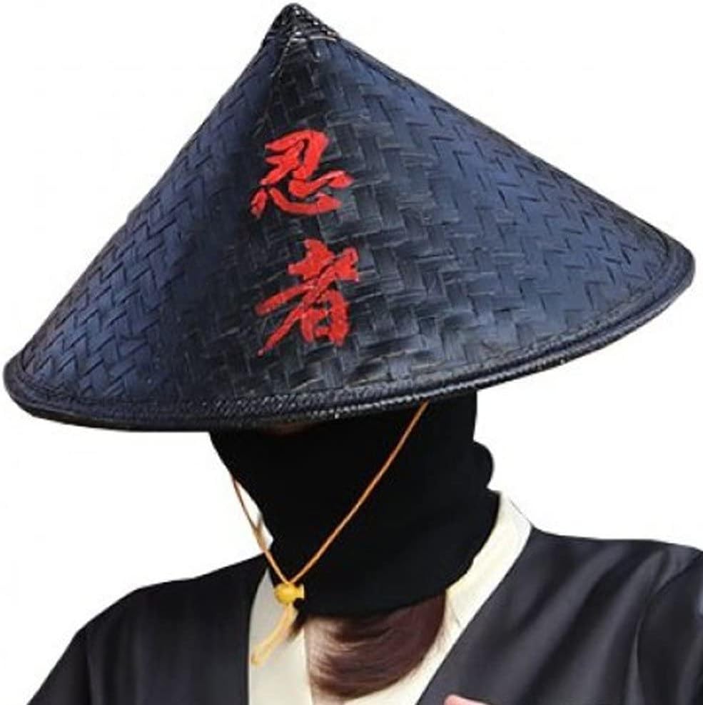 Handmade Straw Hat Black Bamboo Hat Chinese Style Headwear Prop Samurai Hat Fisherman Hat Cosplay Hat