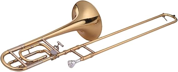 JITAZHIJIA Student Trombone Intermediate Bb Flat Tenor Slide Trombone with F Attachment, Gold + Silver, Brass, Cupronickel
