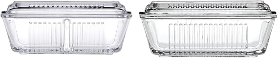 Paşabahçe Frigo Studio Split Storage Container 480 cc, Transparent and 97711 Frigo Butter Cheese Container