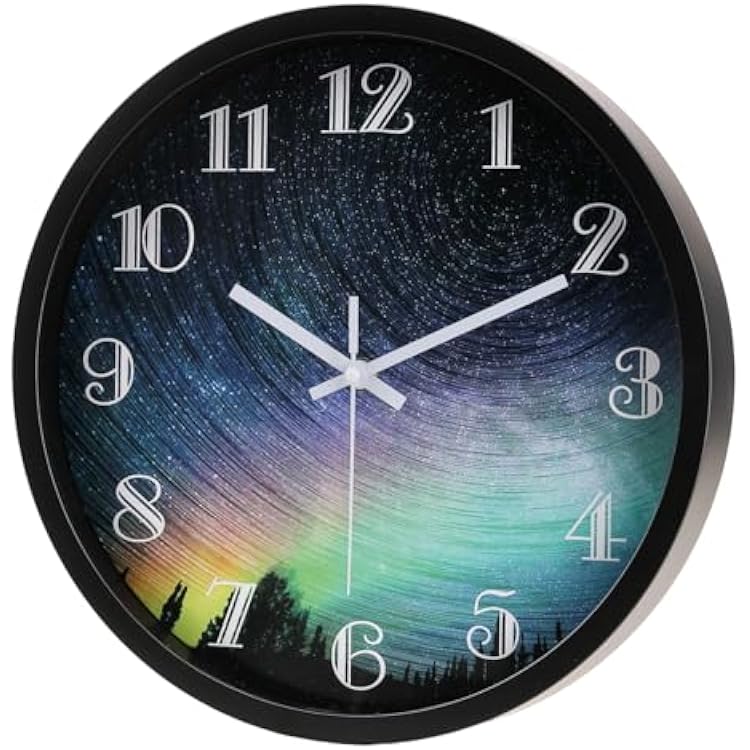 Wall Clock Modern 12 Inch Battery Operated Wall Clocks - Silent Non Ticking Colorful Analog Clock for Office, Home, Bathroom, Kitchen, Bedroom, School, Living RoomBlack