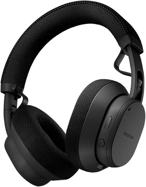 Fairphone Fairbuds XL Horizon Black Over-Ear Wireless Headphones with Active Noise Cancelling, aptX-HD 24-bit Audio, 30 H Battery, IP54 Weatherproof, Replaceable Parts